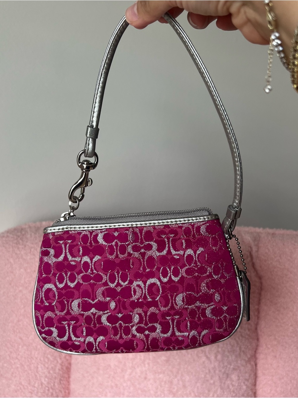 Vintage Coach Signature Hot Pink Wristlet